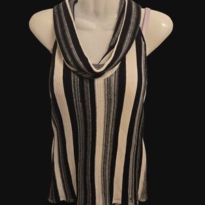 INC International Concepts Black and Cream Striped Top